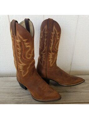Justin Westerner Womens Coffee Brown Leather Western Boots 8 B L4966